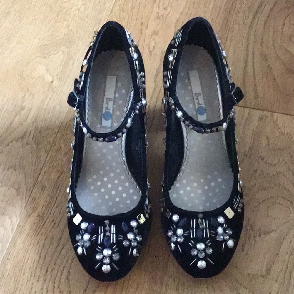 Boden Embellished Black Velvet Shoes, size 39